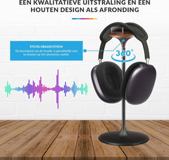 YONO Luxe Headset Stand Universeel - geschikt voor Airpods Max / JBL Tune / Sony – Koptelefoon Houder – Hoofdtelefoon Hanger – Aluminium Standaard – Zwart