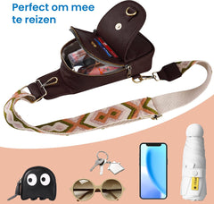YONO Crossbody Tas Azteca Design - Sling Bag - Schoudertas - Anti Diefstal Rugzak - Dames – Donkerbruin