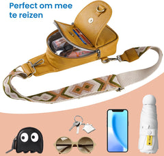 YONO Crossbody Tas Azteca Design - Sling Bag - Schoudertas - Anti Diefstal Rugzak - Dames - Lichtbruin