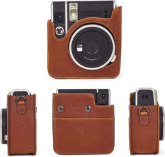 YONO Case geschikt voor Fujifilm Instax Mini 40 - Hoes met Draagriem - Cameratas - Bruin