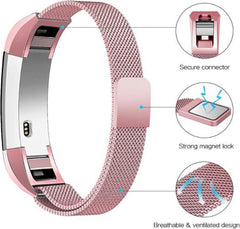 YONO Milanees Bandje Roze geschikt voor Fitbit Alta HR - Vervangende RVS Armband met Magneetsluiting – Small