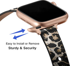 YONO Leer Stretto Bandje geschikt voor Apple Watch Series - Ultra (49mm) - 7 / 8 (45mm) - SE 6 5 4 (44mm) - 3 2 1 (42mm) - Leopard