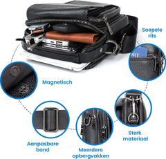 YONO Telefoontas XL - Schoudertas Heren - Sling Bag - Crossbody Tas Leer - Zwart