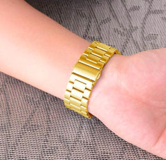 YONO Luxe Metalen Schakel Band geschikt voor Apple Watch - 42 / 44 / 45 / 49 mm - RVS Stalen iWatch Armband - Goud