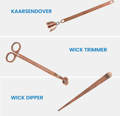 YONO Kaarsendover Set - Candle Snuffer / Wick Trimmer / Dipper - Kaars Dover Waxinelichtjes Accessoires - Bronze