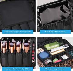 YONO Beautycase Luipaard - Make Up Koffer Dames – Makeup Organizer – Tas voor Cosmetica – Reis Toilettas – Leopard