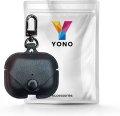 YONO Hoesje geschikt voor Airpods Pro 1 / 2 - Leer met Clip - Zwart