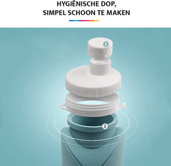 YONO Opvouwbare Waterfles - Siliconen Drinkfles voor Onderweg - Compact en BPA-vrij - 600 ML - Leisteen