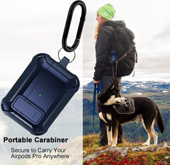 YONO Hoesje geschikt voor Airpods Pro 1 / 2 - Armor Case met Lock - Donkerblauw