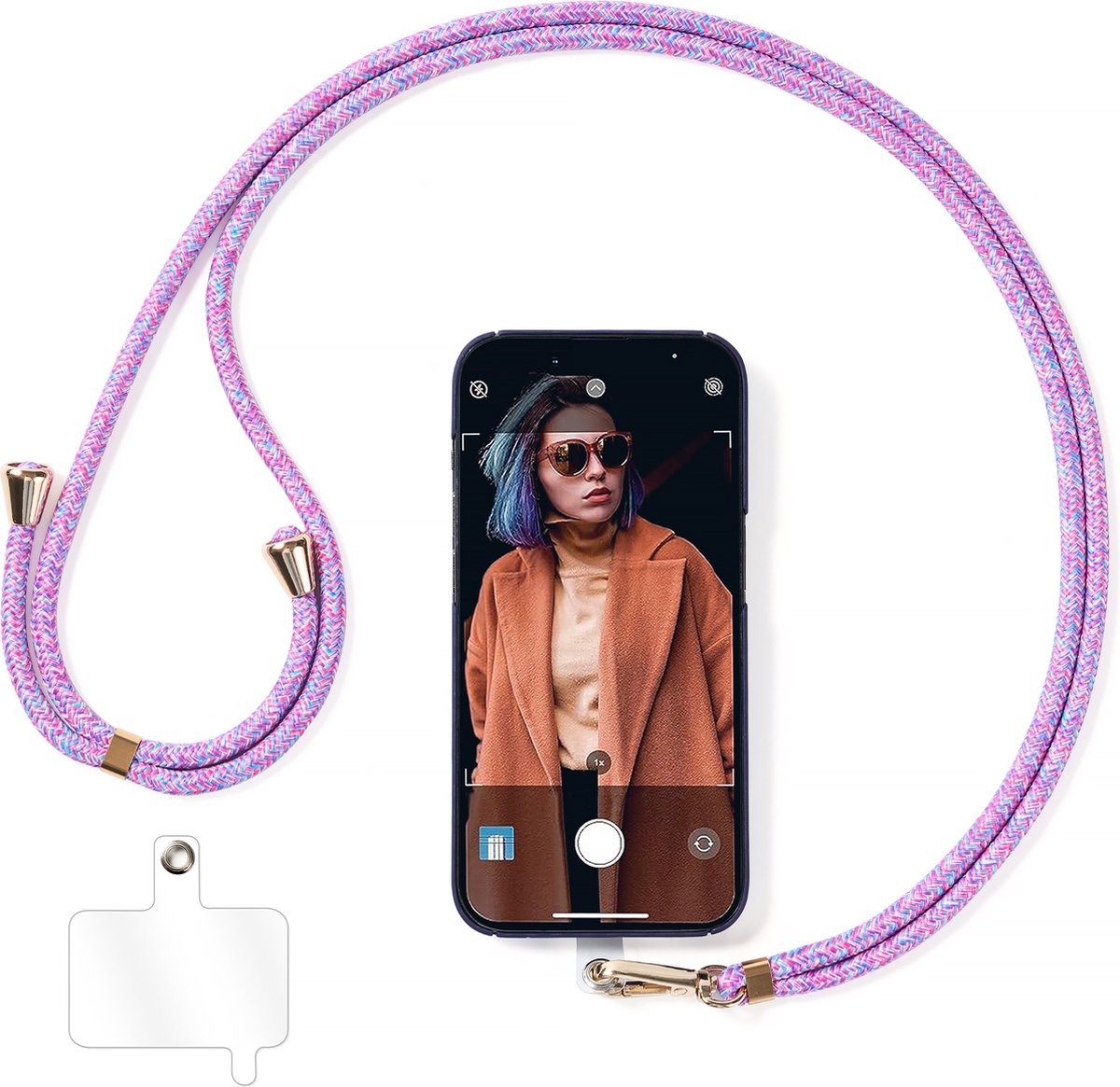 YONO Telefoonkoord Universeel - Nylon Telefoon Ketting Verstelbaar - Irispaars