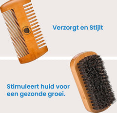 YONO Baard Kam en Borstel - Baardschaar - Baardverzorgingset - Hout