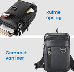 YONO Telefoontasje Leer - Crossbody Schouder Tas - Zwart