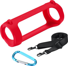 YONO Siliconen Hoes geschikt voor JBL Flip 6 / 5 - Case met Draagriem en Clip - Beschermhoes - Rood