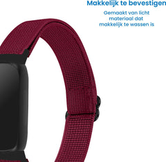 YONO Nylon Stretch Bandje geschikt voor Fitbit Inspire 3 - Bordeauxrood