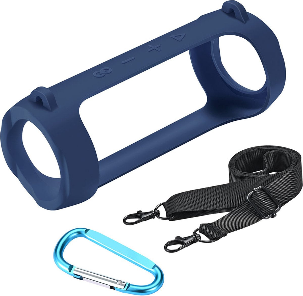 YONO Siliconen Hoes geschikt voor JBL Flip 6 / 5 - Case met Draagriem en Clip - Beschermhoes - Donkerblauw