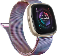 YONO Milanees Bandje geschikt voor Fitbit Versa 4 / Sense 2 – Parlemoer – Small