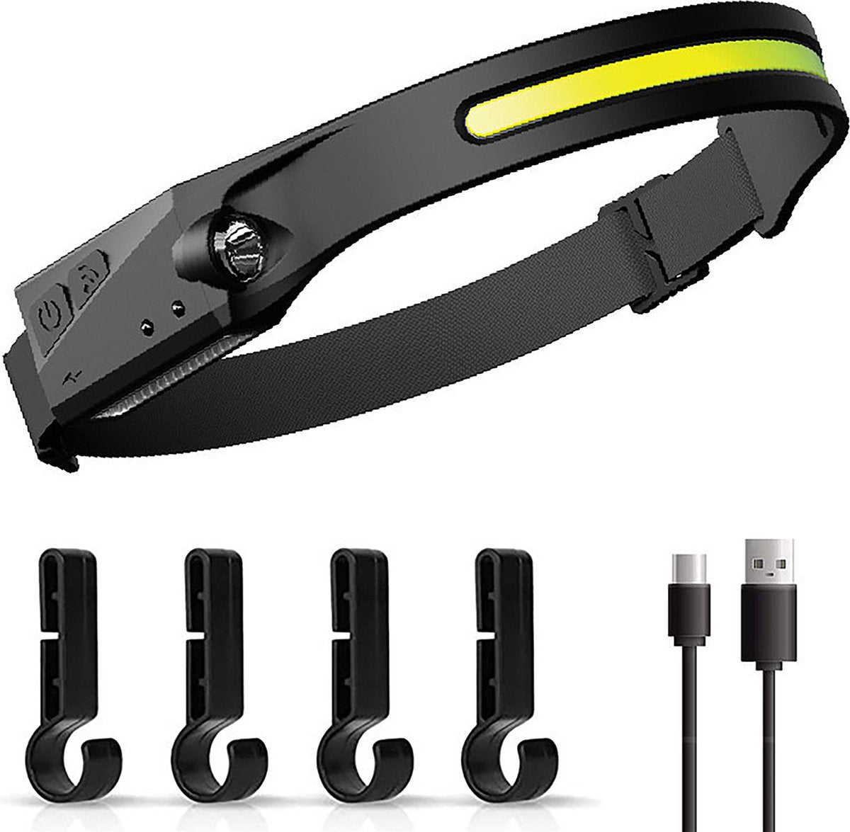 YONO Hoofdlamp LED Oplaadbaar - Waterdicht met Bewegingssensor – Hardloop en Camping Verlichting - Zwart