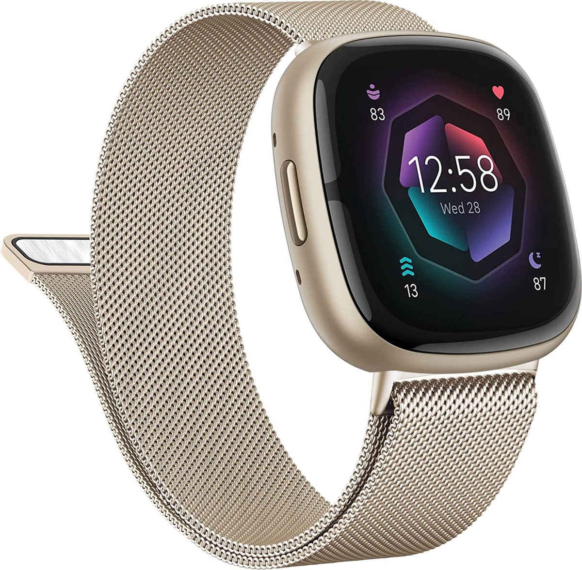 YONO Milanees Bandje geschikt voor Fitbit Versa 4 / Sense 2 – Champagne – Small