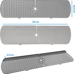YONO Siliconen Kraanmat - Afdruipmat Organizer - Aanrechtmat voor Kraan - 45 x 15cm - Grijs