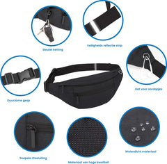 YONO Heuptas Large - Fanny Pack geschikt voor Reizen / Wandelen / Sport / Smartphone / Paspoort - Telefoontasje Crossbody - Heuptasje voor Dames en Heren - Buideltasje - Zwart