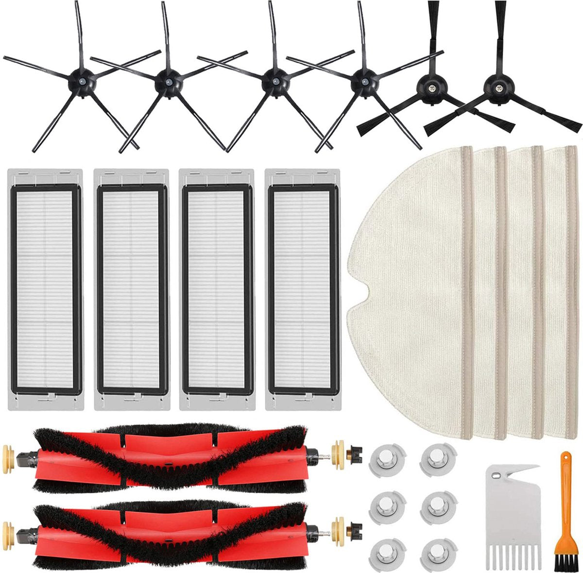 YONO Accessoires Set geschikt voor Xiaomi Mi Roborock S6 / S5 / S4 - S6 Pure / S6 MaxV / E2 / E3 / E4 / E5 / E20 / E25 / E35 / S50 / S65 - Vervangbare Robot Stofzuiger Onderdelen - Filter, Mop en meer - 24 in 1
