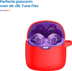YONO Soft Case geschikt voor JBL Tune Flex - Siliconen Hoesje met Clip - Rood