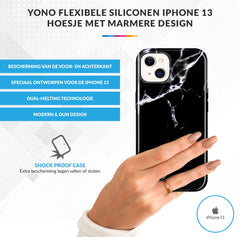 YONO Hoesje geschikt voor iPhone 13 - Shock Proof Case - Marmer Zwart