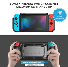 YONO Grip Case Cover geschikt voor Nintendo Switch – Hoes Beschermhoes Accessoires met Ergonomische Handgrip – Zwart