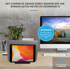 YONO Aluminium Laptop Houder Verticaal – Verticale Standaard voor Bureau – Tablet - Telefoon - Zwart