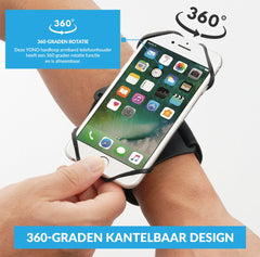 YONO Hardloop Telefoonhouder Polsband en Armband met 360 Graden Rotatie – Universeel Geschikt voor iPhone en Samsung – Sportband Accessoires Hardlopen - Bevestiging Pols of Arm – Zwart