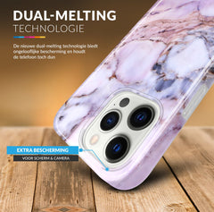 YONO Hoesje geschikt voor iPhone 13 Pro - Shock Proof Case - Marmer Lichtpaars