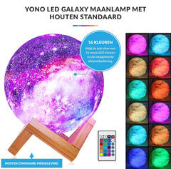 YONO Galaxy Maanlamp Draadloos - Tafellamp met LED Verlichting - Moon Planeet Lamp - Kinderkamer - Slaapkamer - 18cm