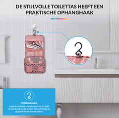 YONO Reis Toilettas met Ophang Haak voor Toiletartikelen – Travel Organizer – Cosmetica Tas – Leopard