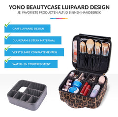 YONO Beautycase Luipaard - Make Up Koffer Dames – Makeup Organizer – Tas voor Cosmetica – Reis Toilettas – Leopard