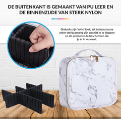 YONO Beautycase Marmer Design - Make Up Koffer Dames – Makeup Organizer – Tas voor Cosmetica – Reis Toilettas – Wit