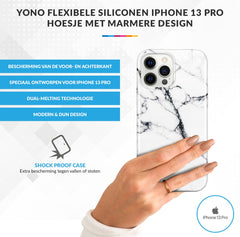 YONO Hoesje geschikt voor iPhone 13 Pro - Shock Proof Case - Marmer Carrara