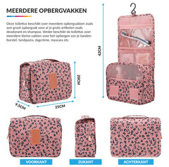 YONO Reis Toilettas met Ophang Haak voor Toiletartikelen – Travel Organizer – Cosmetica Tas – Leopard