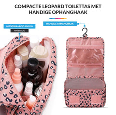 YONO Reis Toilettas met Ophang Haak voor Toiletartikelen – Travel Organizer – Cosmetica Tas – Leopard