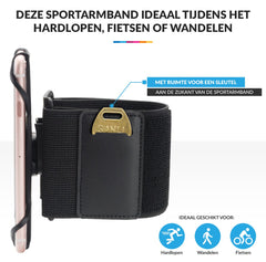 YONO Hardloop Telefoonhouder Polsband en Armband met 360 Graden Rotatie – Universeel Geschikt voor iPhone en Samsung – Sportband Accessoires Hardlopen - Bevestiging Pols of Arm – Zwart