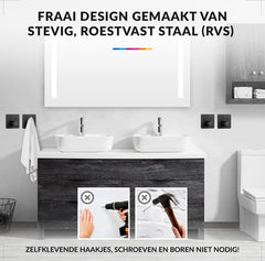 YONO Zelfklevende Haakjes – RVS Ophanghaakjes – Ultra Sterke Plakhaakjes – 4 Stuks – Zwart