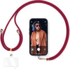 YONO Telefoonkoord Universeel - Nylon Telefoon Ketting Verstelbaar - Robijnrood
