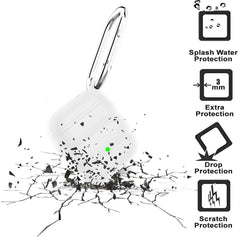 YONO Siliconen Hoesje geschikt voor Apple Airpods - Soft Case met Clip - Waterdicht - Wit