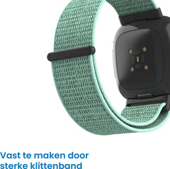 YONO Nylon Velcro Bandje geschikt voor Fitbit Versa 4 / Sense 2 - Mintgroen