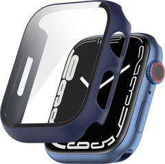 YONO Screen Protector Case geschikt voor Apple Watch Series 7 / 8 / 9 (41 mm) - Full Cover Bumper Hoesje iWatch - Donkerblauw