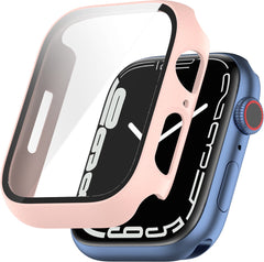 YONO Screen Protector Case geschikt voor Apple Watch Series 7 / 8 / 9 (41 mm) - Full Cover Bumper Hoesje iWatch - Roze
