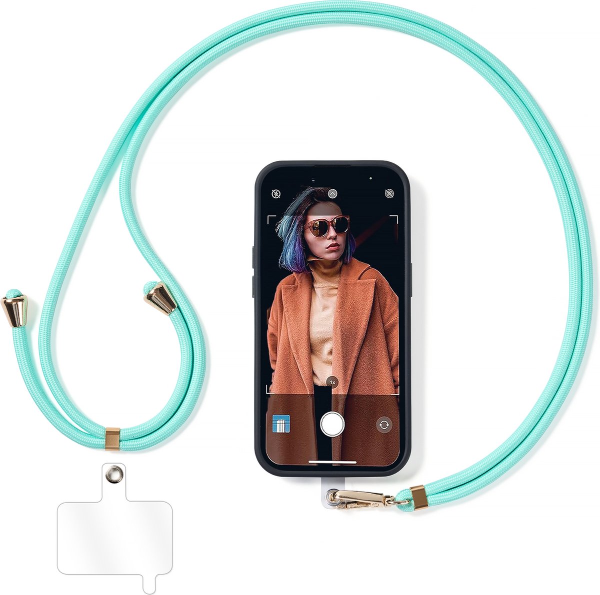 YONO Telefoonkoord Universeel - Nylon Telefoon Ketting Verstelbaar - Turquoise