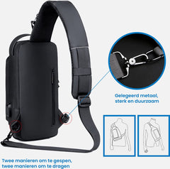 YONO Crossbody Tas - Sling Bag - Waterafstotende Schoudertas - Anti Diefstal Rugzak - Heren en Dames - Zwart