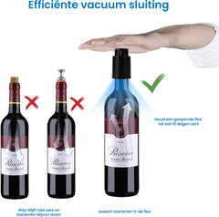 YONO Wijnstopper Set - Wijn Vacuumpomp Flessenstop - Vacuum Dop Afsluiter - Lekvrij en Herbruikbaar - 2 Stuks