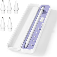 YONO Case en Tips geschikt voor Apple Pencil / 2 / Pro - Opbergbox Bescherm Hoes en 5 Punten - 7in1 - Wit