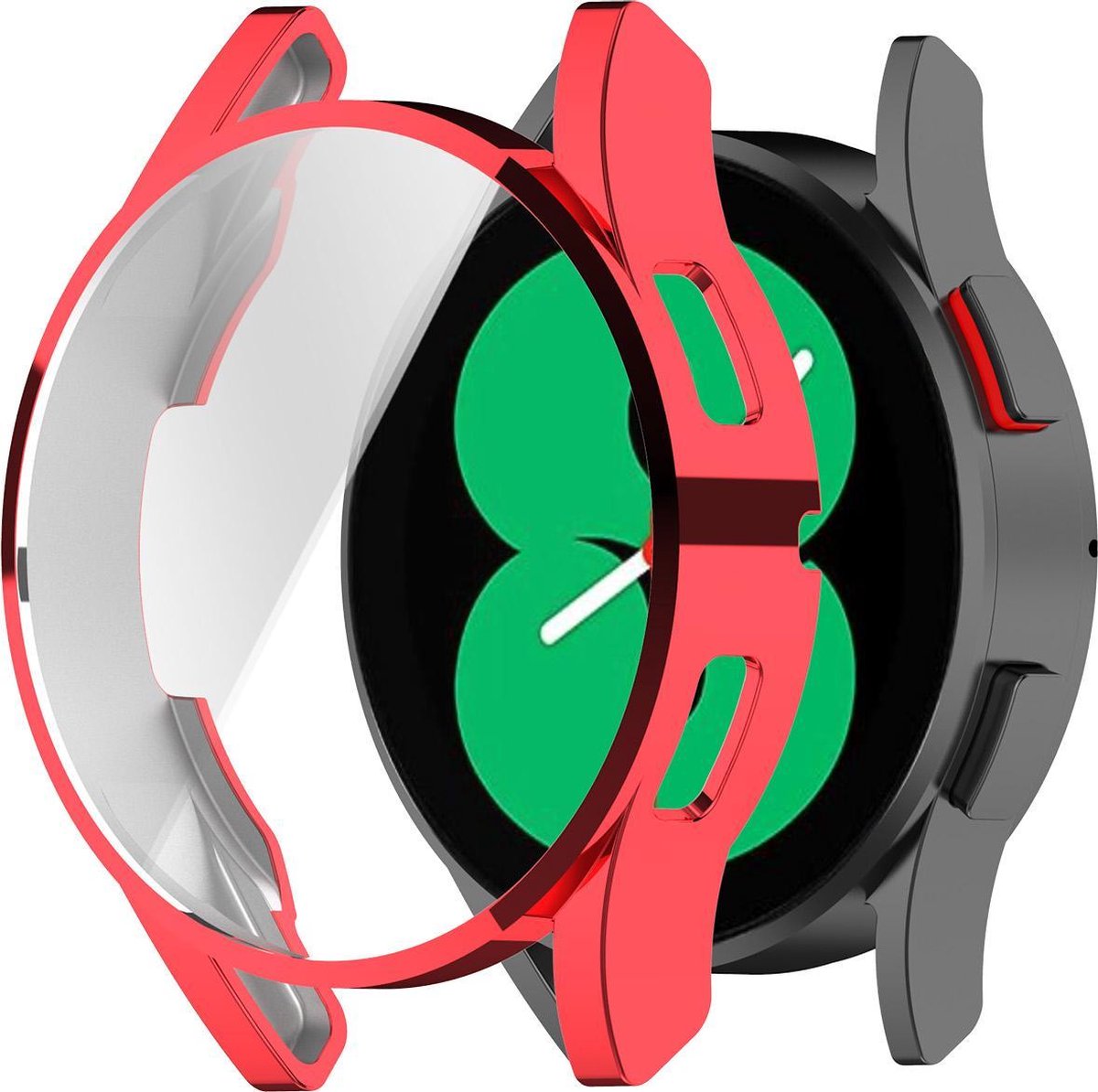 YONO Full Cover Bumper geschikt voor Samsung Galaxy Watch 4 44mm - Siliconen Case Screenprotector Hoesje - Rood